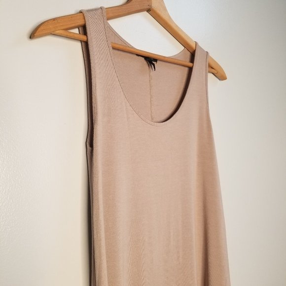 Simple Solid Tan High-Low Summer Dress - Picture 5 of 5